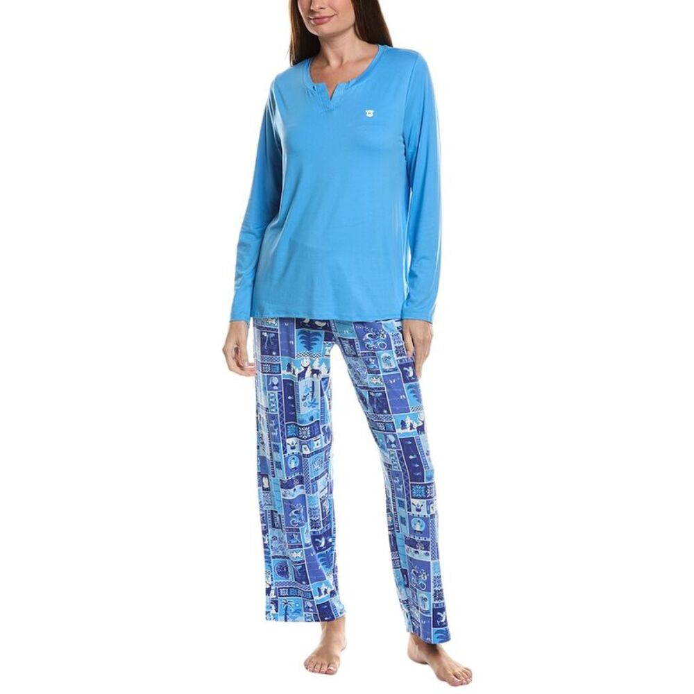 Hue Womens 2Pc Timeless Jersey Pajama Set, Blue
